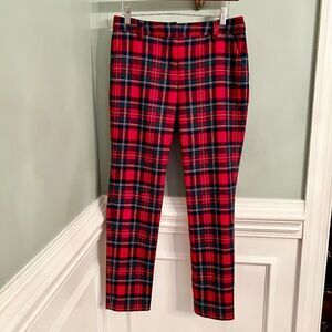 EEUC Women's Vineyard Vines Red Tartan Plaid Stretch Ponte Ankle Pants Size 4